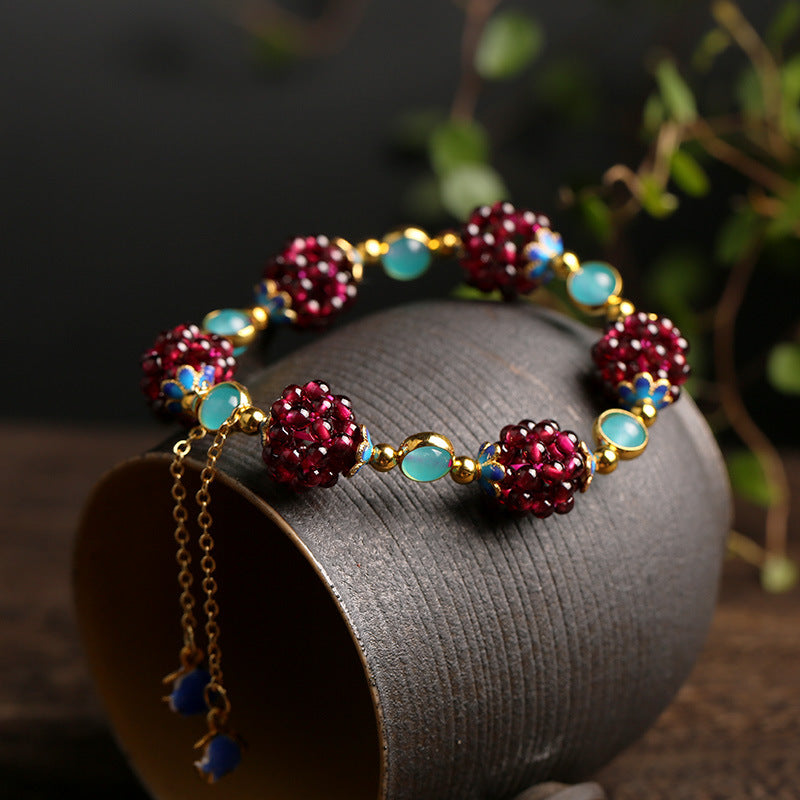 "Garnet & Vitality Cloisonné Bracelet"