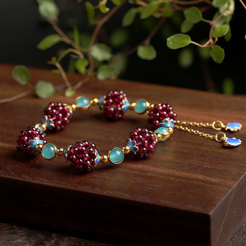 "Garnet & Vitality Cloisonné Bracelet"