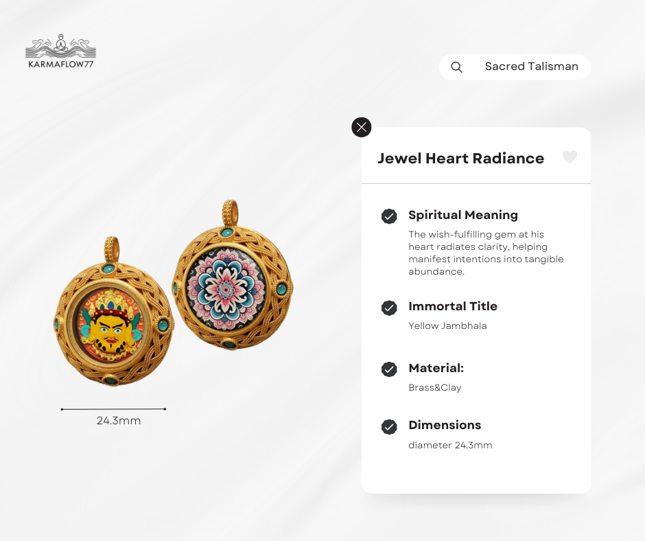 Jewel Heart Radiance pendant with detailed information on a white background