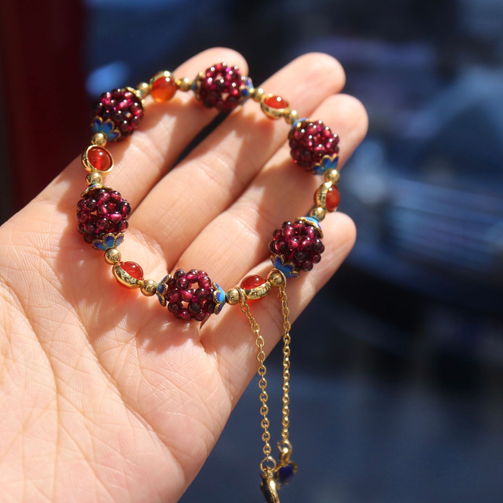 "Garnet & Vitality Cloisonné Bracelet"